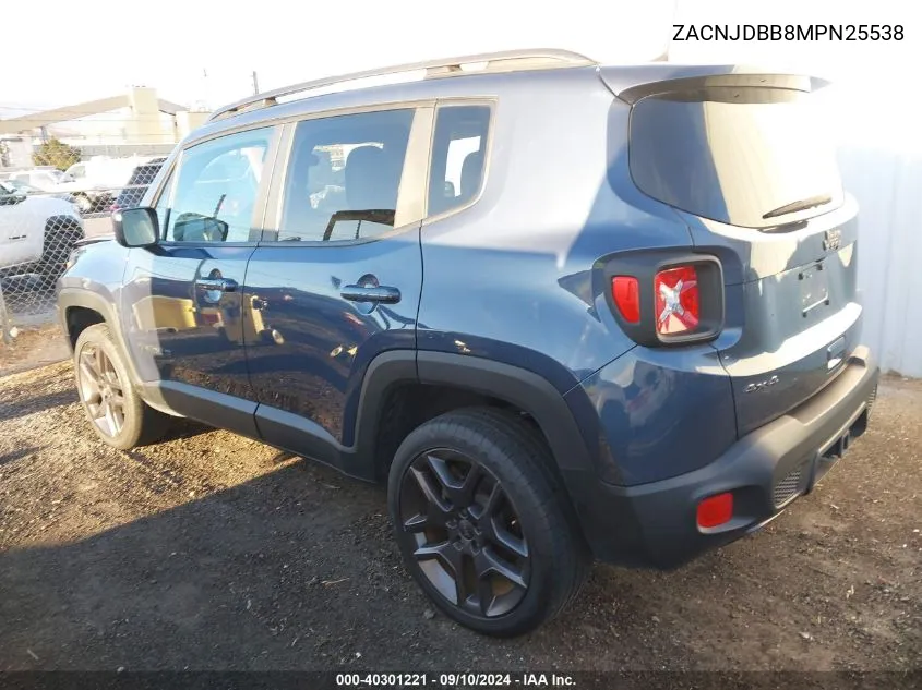 2021 Jeep Renegade Latitude VIN: ZACNJDBB8MPN25538 Lot: 40301221