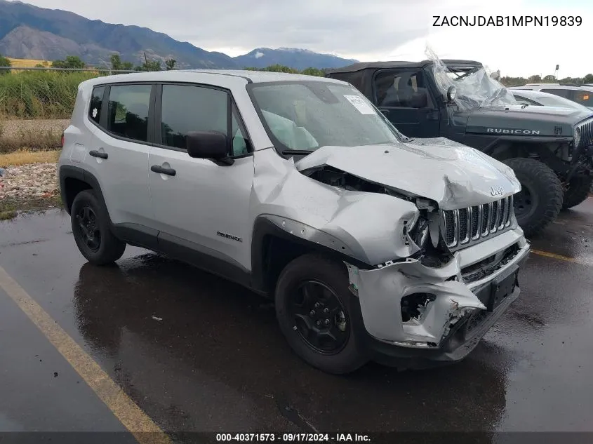 2021 Jeep Renegade Sport 4X4 VIN: ZACNJDAB1MPN19839 Lot: 40371573