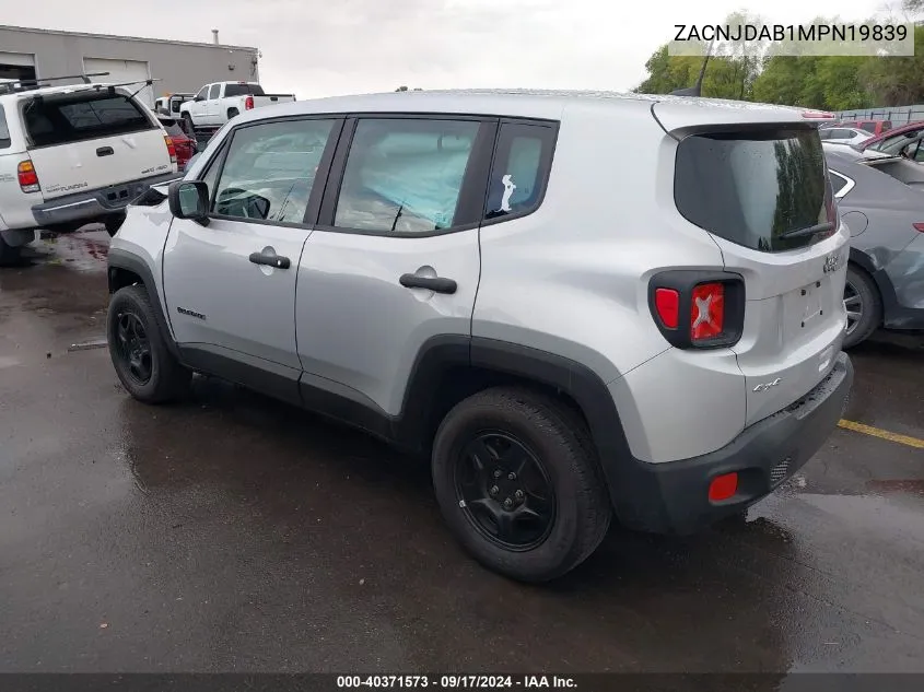 2021 Jeep Renegade Sport 4X4 VIN: ZACNJDAB1MPN19839 Lot: 40371573