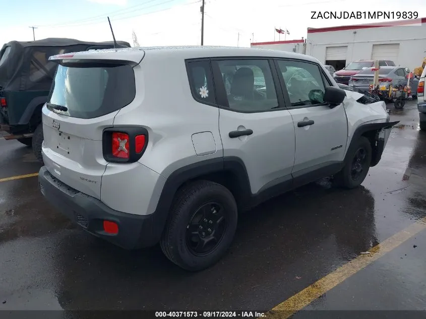 2021 Jeep Renegade Sport 4X4 VIN: ZACNJDAB1MPN19839 Lot: 40371573