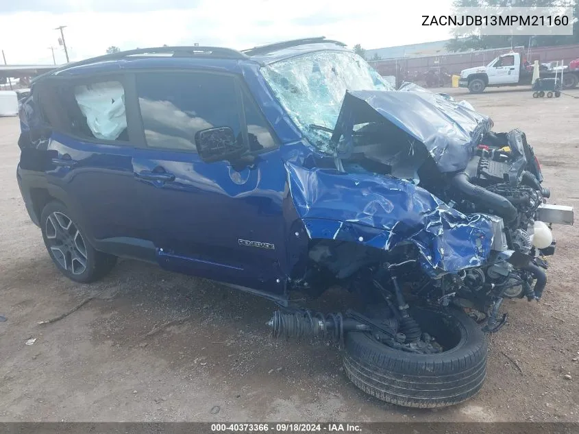 2021 Jeep Renegade Latitude 4X4 VIN: ZACNJDB13MPM21160 Lot: 40373366