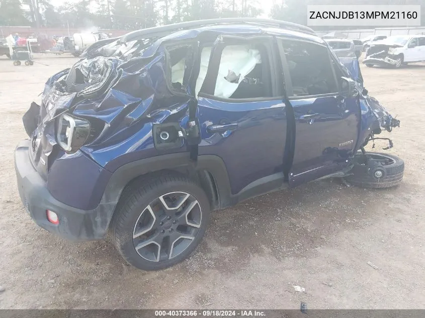 2021 Jeep Renegade Latitude 4X4 VIN: ZACNJDB13MPM21160 Lot: 40373366