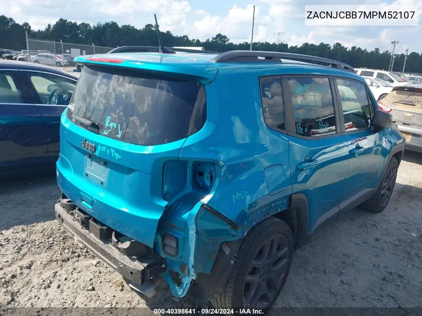 2021 Jeep Renegade Latitude VIN: ZACNJCBB7MPM52107 Lot: 40398641