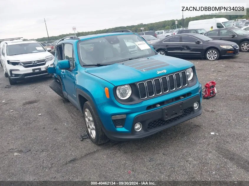 2021 Jeep Renegade Latitude VIN: ZACNJDBB0MPN34038 Lot: 40462134