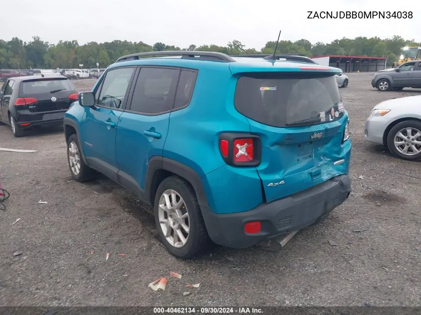 2021 Jeep Renegade Latitude VIN: ZACNJDBB0MPN34038 Lot: 40462134