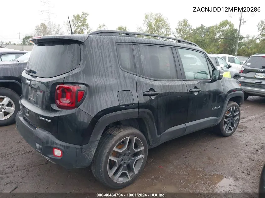 2021 Jeep Renegade Limited 4X4 VIN: ZACNJDD12MPM20286 Lot: 40464794