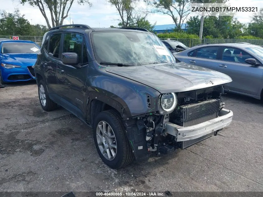 2021 Jeep Renegade Latitude 4X4 VIN: ZACNJDB17MPM53321 Lot: 40490865