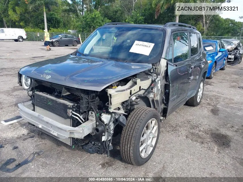 2021 Jeep Renegade Latitude 4X4 VIN: ZACNJDB17MPM53321 Lot: 40490865