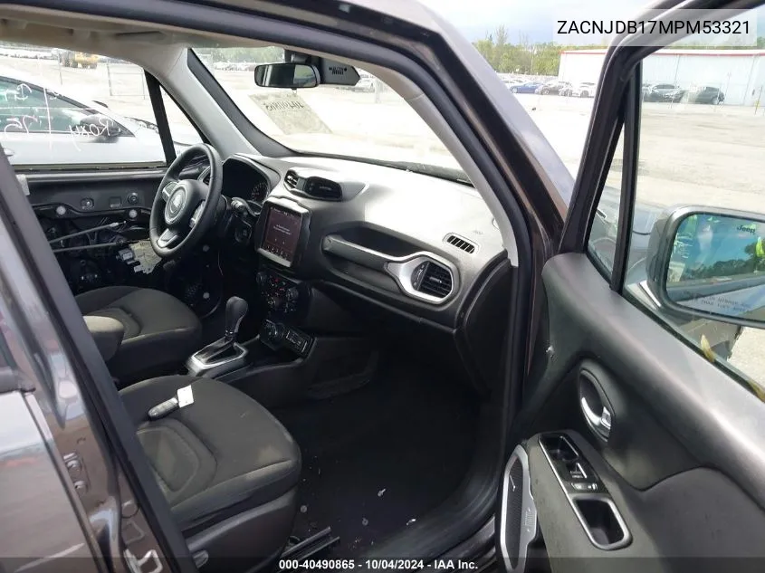 2021 Jeep Renegade Latitude 4X4 VIN: ZACNJDB17MPM53321 Lot: 40490865