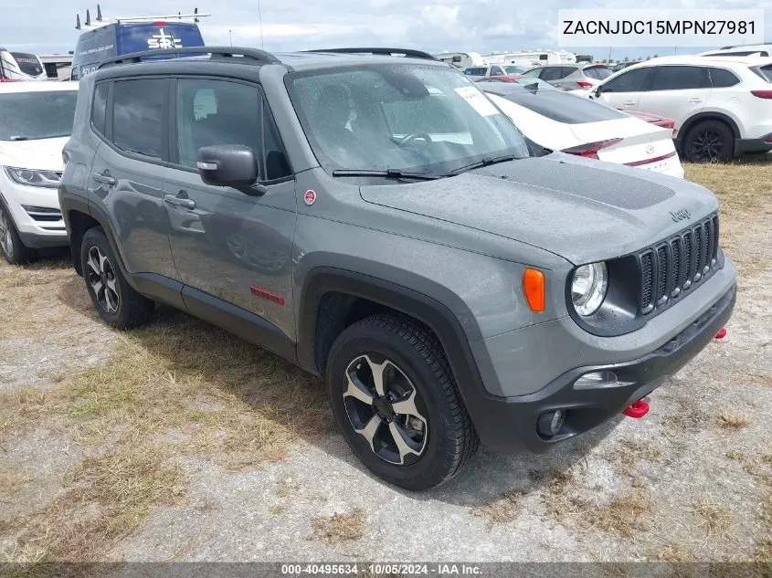 2021 Jeep Renegade Trailhawk VIN: ZACNJDC15MPN27981 Lot: 40495634