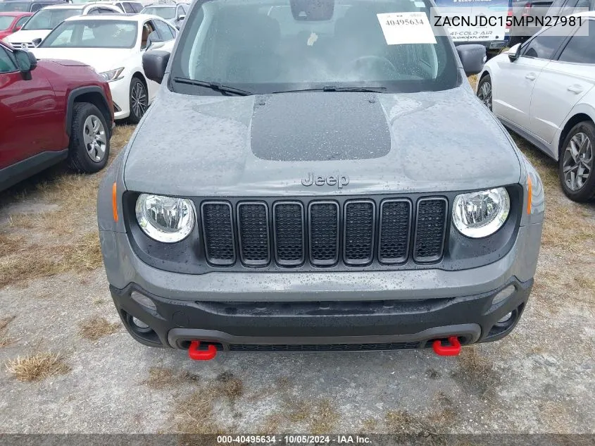 2021 Jeep Renegade Trailhawk VIN: ZACNJDC15MPN27981 Lot: 40495634