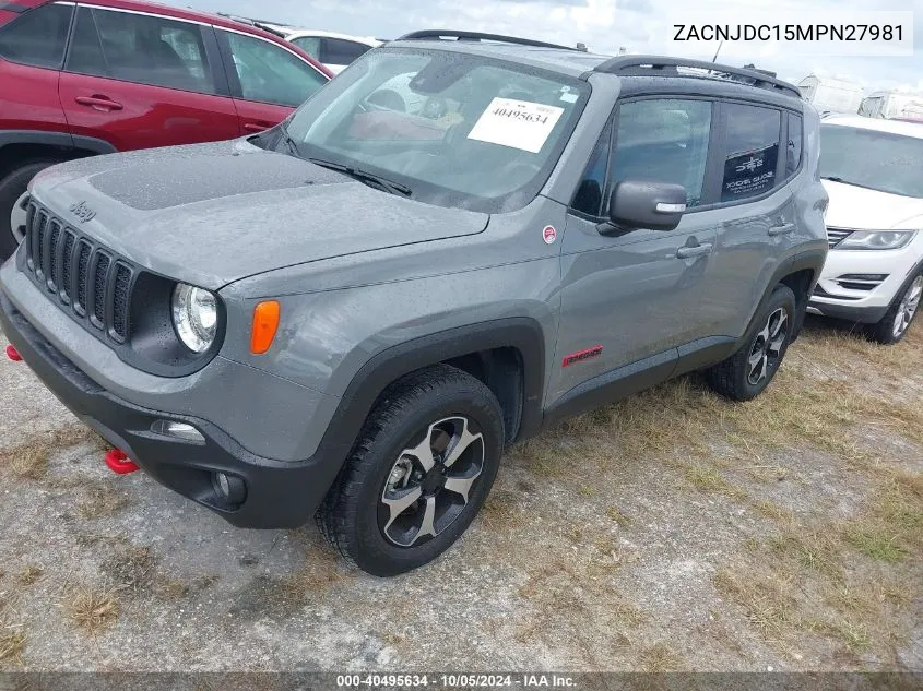 2021 Jeep Renegade Trailhawk VIN: ZACNJDC15MPN27981 Lot: 40495634