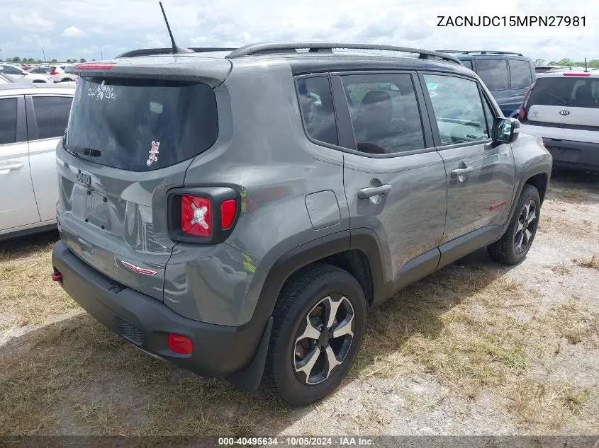 2021 Jeep Renegade Trailhawk VIN: ZACNJDC15MPN27981 Lot: 40495634