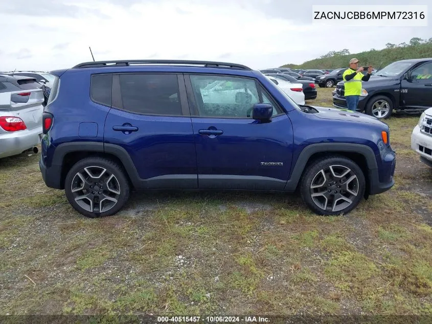 2021 Jeep Renegade Latitude Fwd VIN: ZACNJCBB6MPM72316 Lot: 40515457