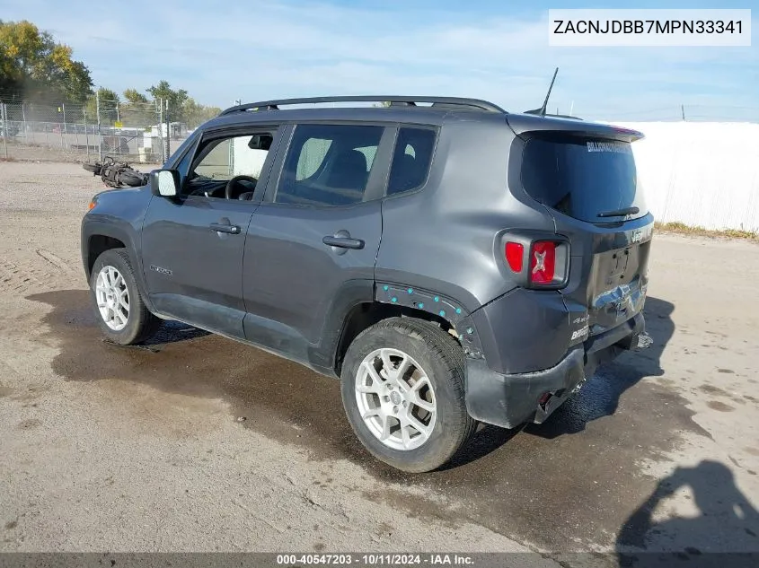 2021 Jeep Renegade Latitude 4X4 VIN: ZACNJDBB7MPN33341 Lot: 40547203