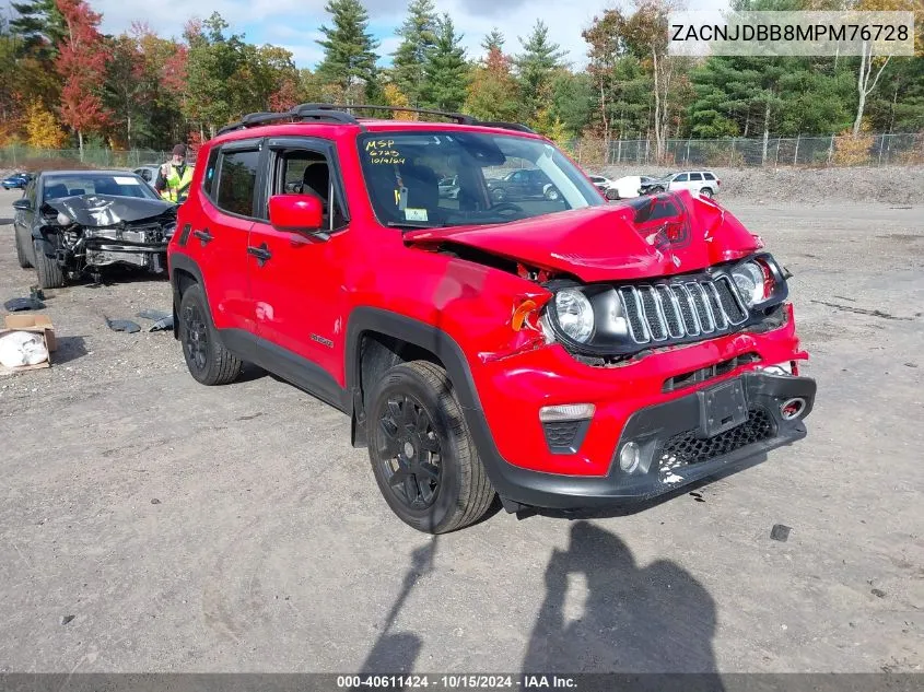 2021 Jeep Renegade Latitude 4X4 VIN: ZACNJDBB8MPM76728 Lot: 40611424