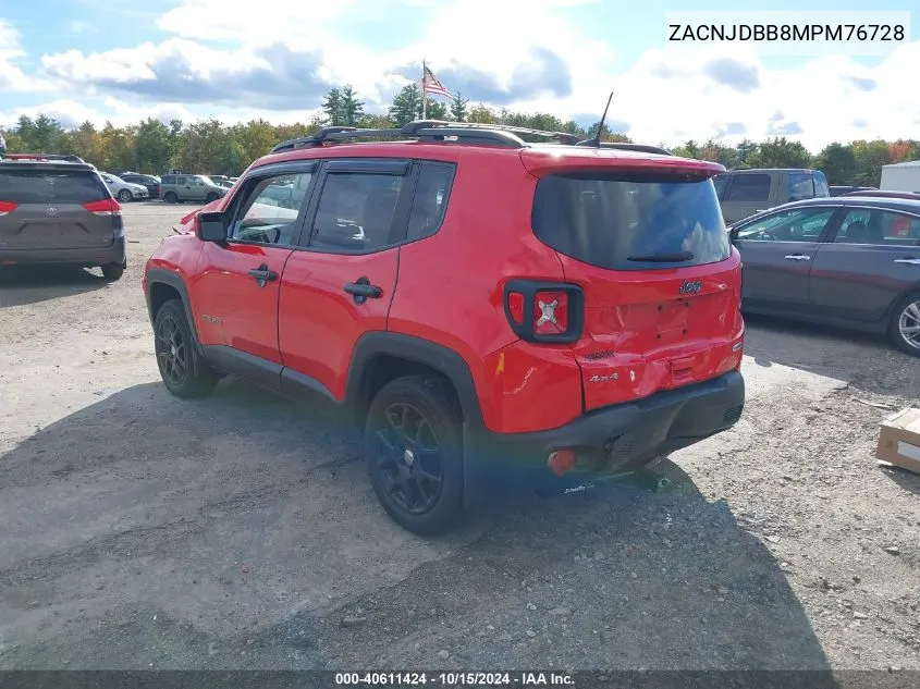 2021 Jeep Renegade Latitude 4X4 VIN: ZACNJDBB8MPM76728 Lot: 40611424