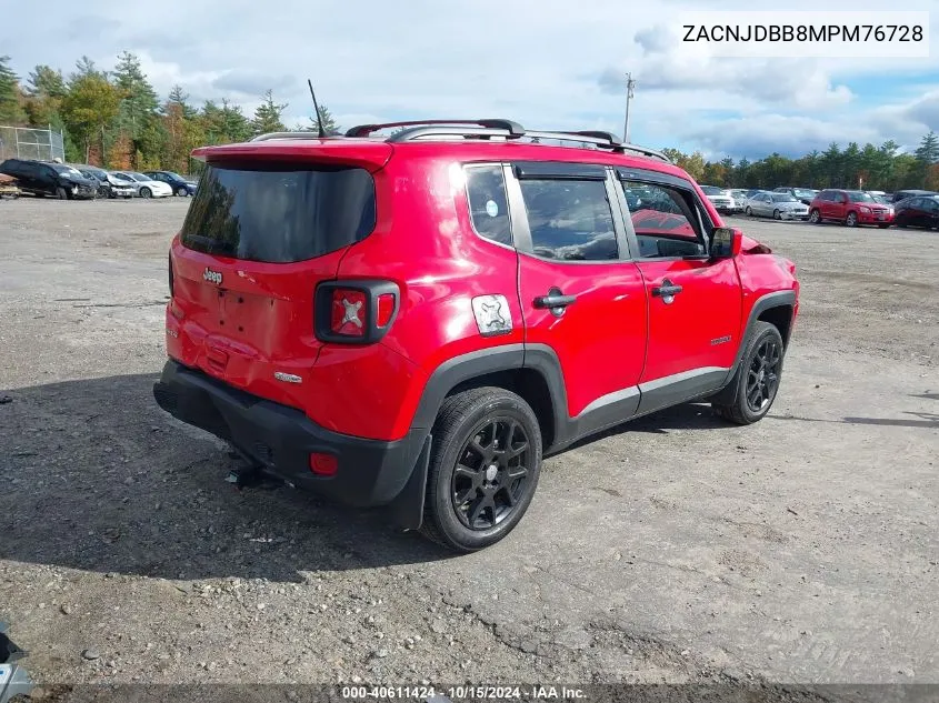 2021 Jeep Renegade Latitude 4X4 VIN: ZACNJDBB8MPM76728 Lot: 40611424