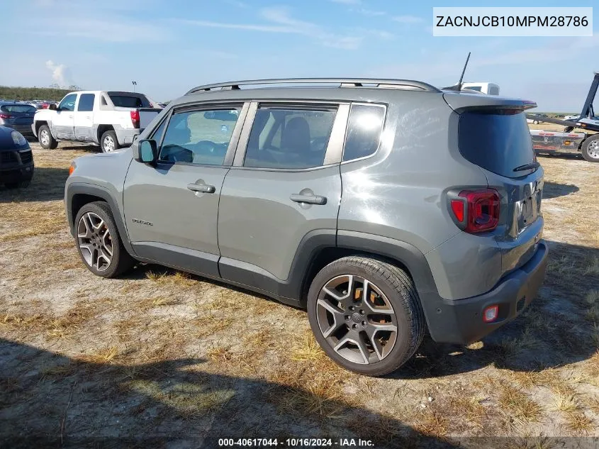 2021 Jeep Renegade Latitude Fwd VIN: ZACNJCB10MPM28786 Lot: 40617044