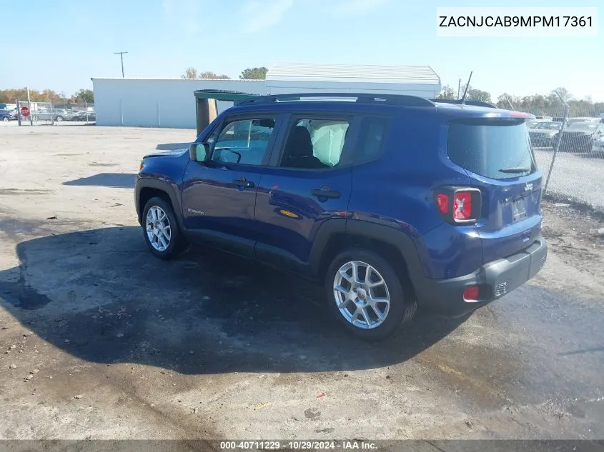 2021 Jeep Renegade Sport Fwd VIN: ZACNJCAB9MPM17361 Lot: 40711229