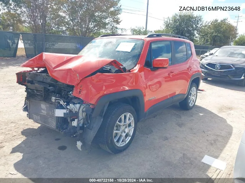 2021 Jeep Renegade Latitude 4X4 VIN: ZACNJDB16MPN23648 Lot: 40722158