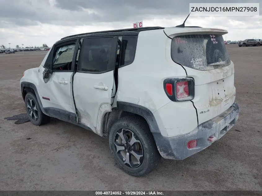 2021 Jeep Renegade Trailhawk 4X4 VIN: ZACNJDC16MPN27908 Lot: 40724052