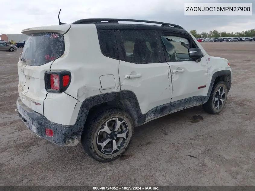 2021 Jeep Renegade Trailhawk 4X4 VIN: ZACNJDC16MPN27908 Lot: 40724052