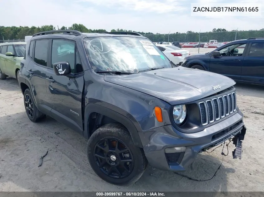 2022 Jeep Renegade Latitude 4X4 VIN: ZACNJDB17NPN61665 Lot: 39599767