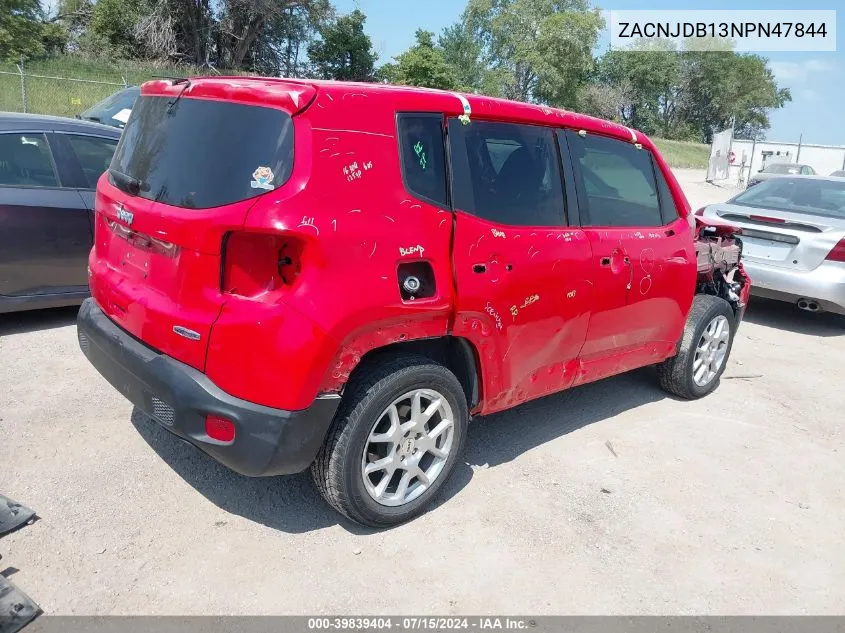 2022 Jeep Renegade Latitude 4X4 VIN: ZACNJDB13NPN47844 Lot: 39839404