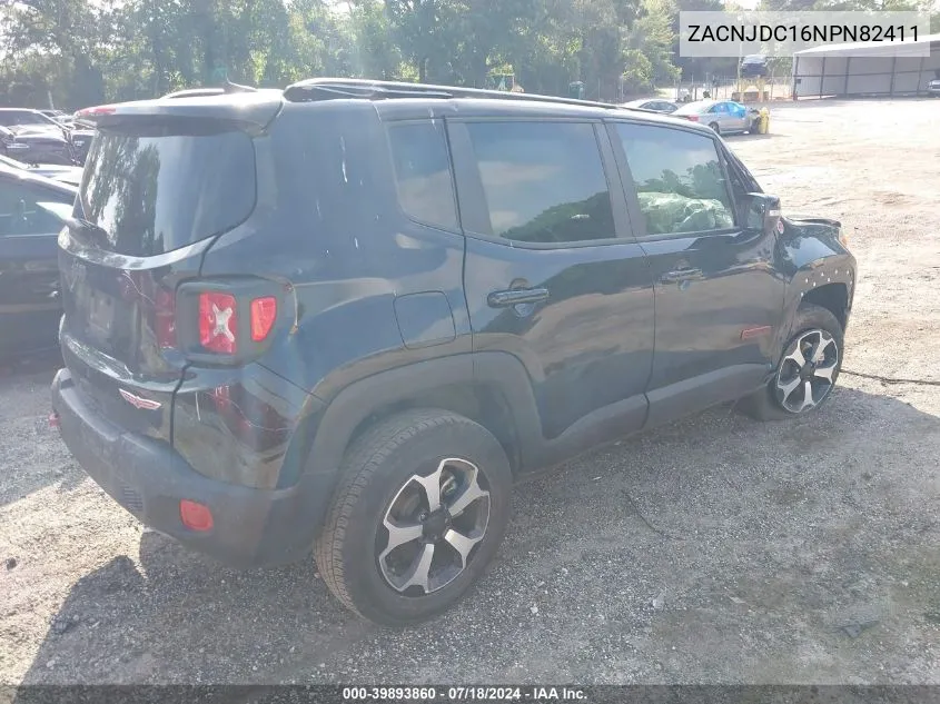 2022 Jeep Renegade Trailhawk 4X4 VIN: ZACNJDC16NPN82411 Lot: 39893860