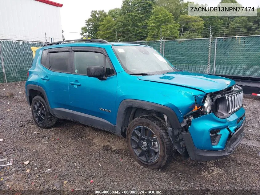 2022 Jeep Renegade Latitude 4X4 VIN: ZACNJDB13NPN77474 Lot: 40058342