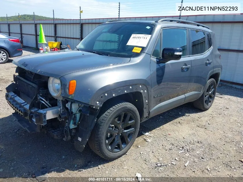 2022 Jeep Renegade Altitude 4X4 VIN: ZACNJDE11NPN52293 Lot: 40101711