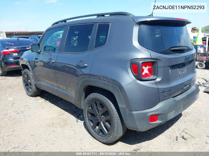 2022 Jeep Renegade Altitude 4X4 VIN: ZACNJDE11NPN52293 Lot: 40101711