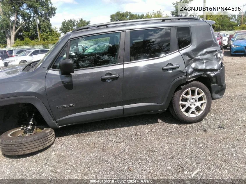 2022 Jeep Renegade Latitude 4X4 VIN: ZACNJDB16NPN44596 Lot: 40154318