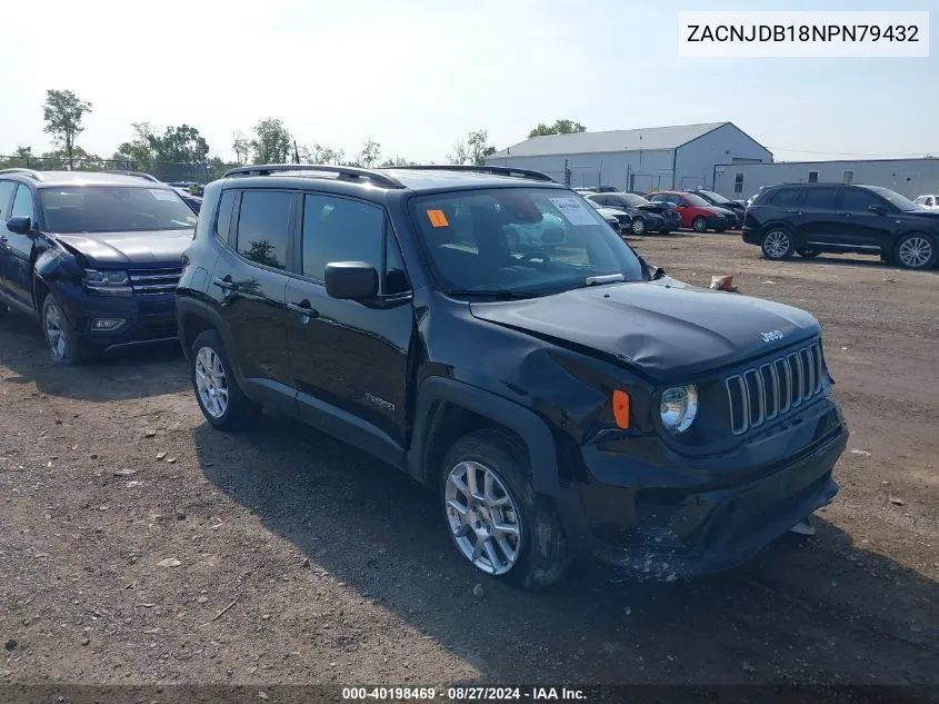 2022 Jeep Renegade Latitude 4X4 VIN: ZACNJDB18NPN79432 Lot: 40198469