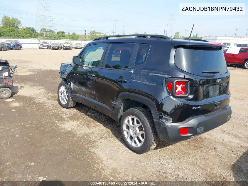 2022 Jeep Renegade Latitude 4X4 VIN: ZACNJDB18NPN79432 Lot: 40198469