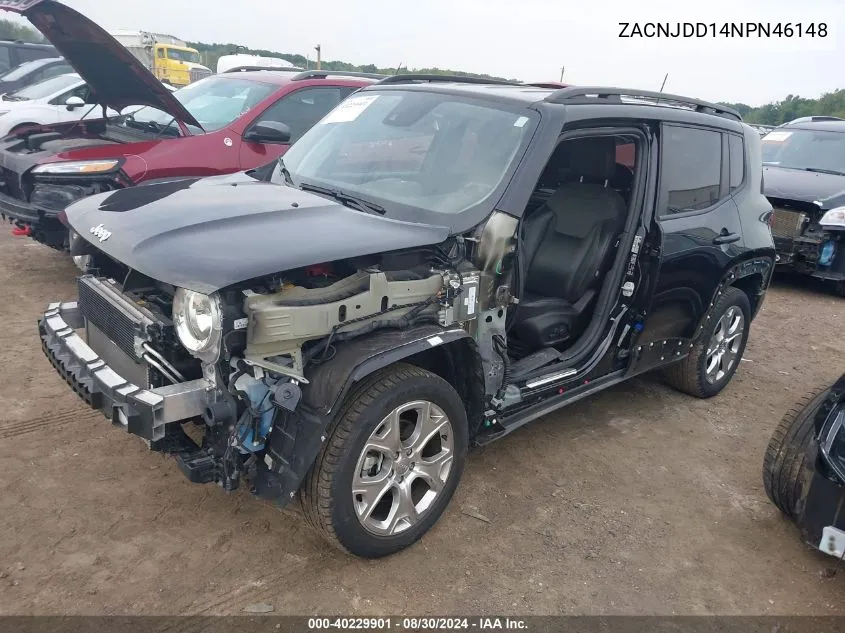 2022 Jeep Renegade Limited 4X4 VIN: ZACNJDD14NPN46148 Lot: 40229901