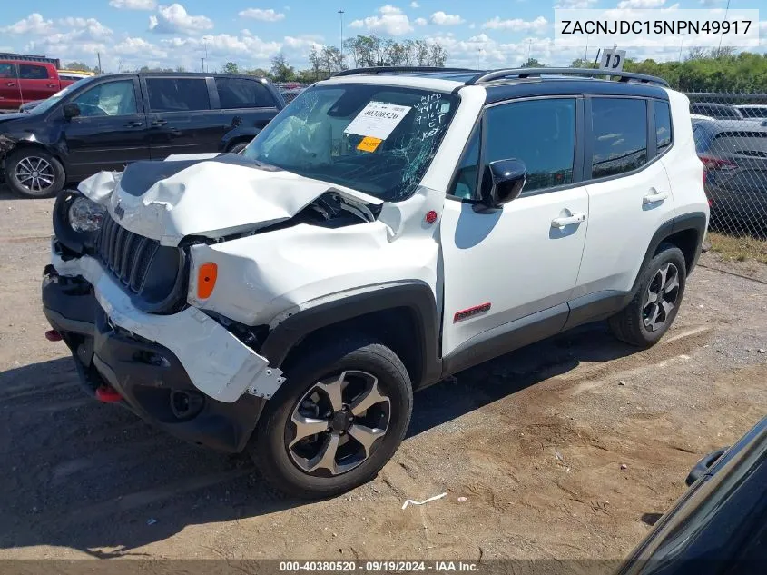 ZACNJDC15NPN49917 2022 Jeep Renegade Trailhawk 4X4