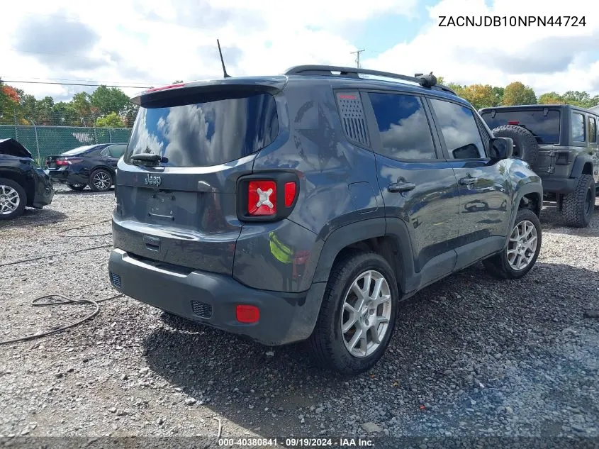 2022 Jeep Renegade Latitude 4X4 VIN: ZACNJDB10NPN44724 Lot: 40380841