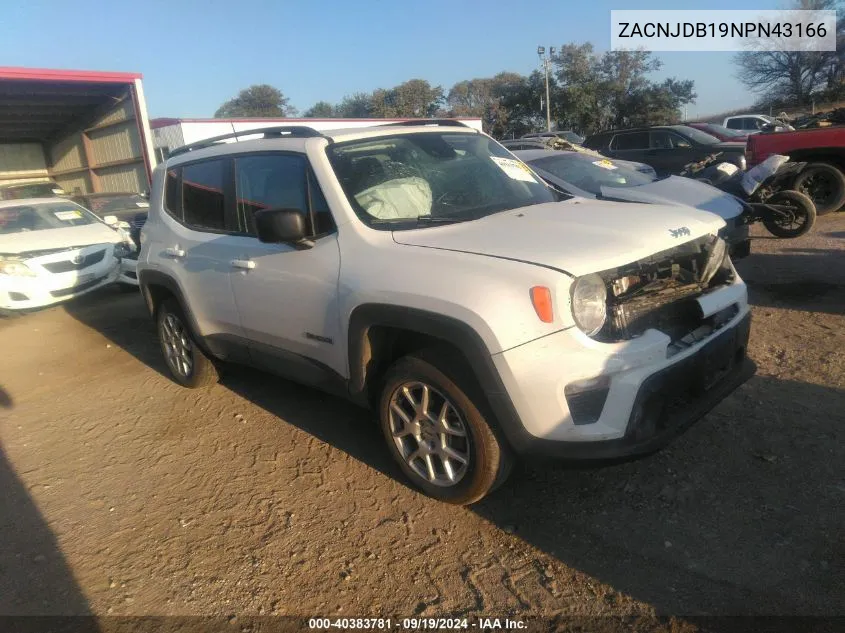 2022 Jeep Renegade Latitude 4X4 VIN: ZACNJDB19NPN43166 Lot: 40383781