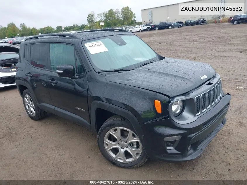 2022 Jeep Renegade Limited 4X4 VIN: ZACNJDD10NPN45532 Lot: 40427615