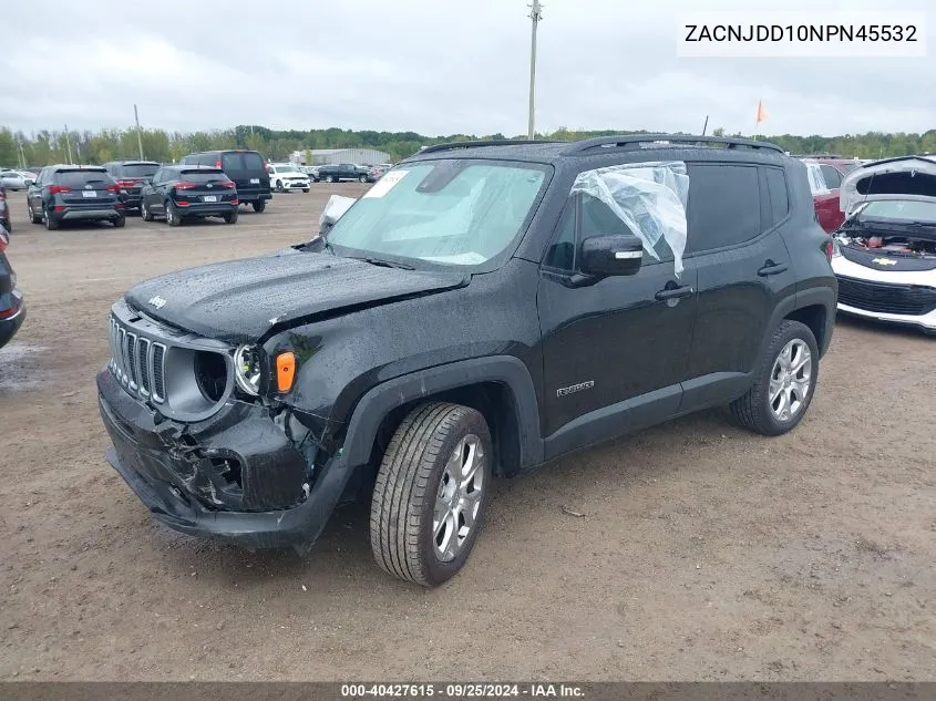 2022 Jeep Renegade Limited 4X4 VIN: ZACNJDD10NPN45532 Lot: 40427615