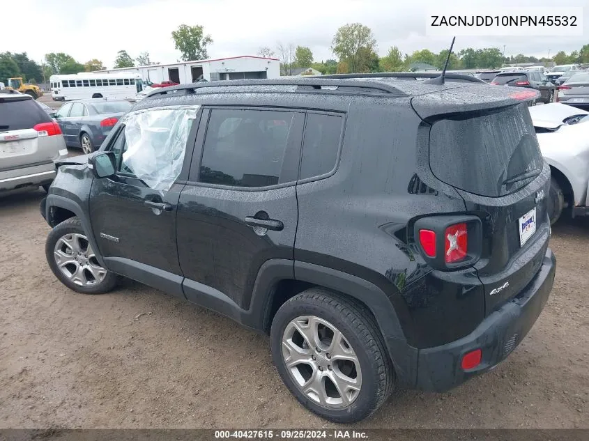 2022 Jeep Renegade Limited 4X4 VIN: ZACNJDD10NPN45532 Lot: 40427615