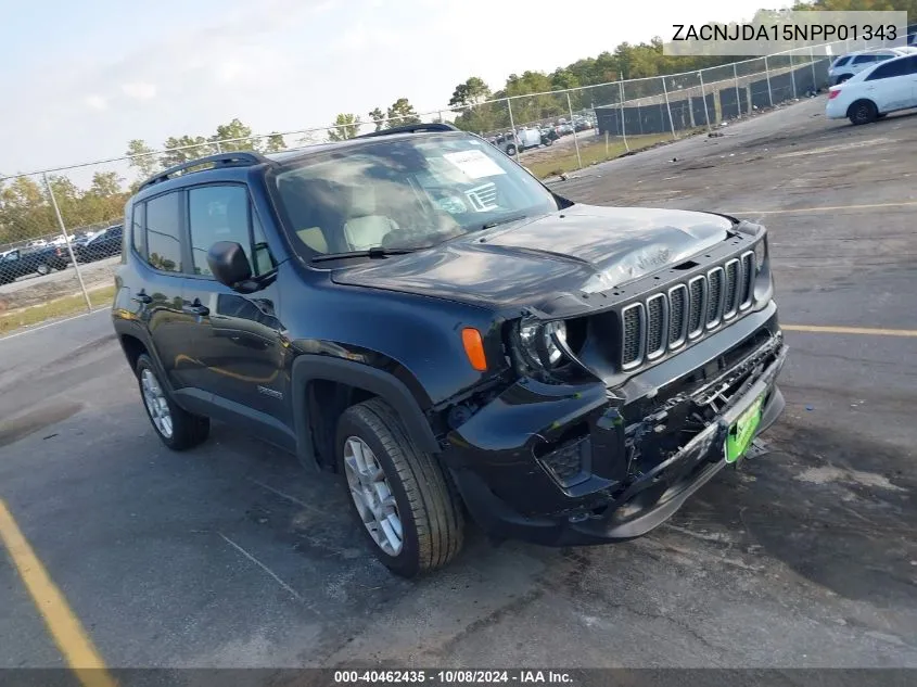 2022 Jeep Renegade Sport 4X4 VIN: ZACNJDA15NPP01343 Lot: 40462435