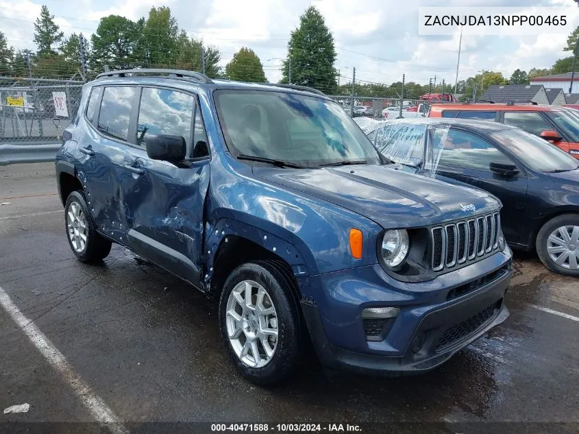 2022 Jeep Renegade Sport 4X4 VIN: ZACNJDA13NPP00465 Lot: 40471588