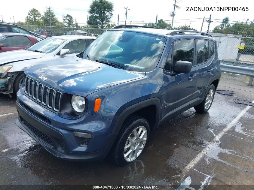 ZACNJDA13NPP00465 2022 Jeep Renegade Sport 4X4