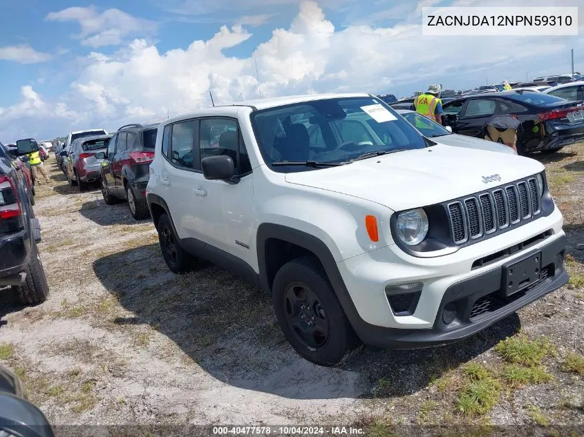 2022 Jeep Renegade Sport 4X4 VIN: ZACNJDA12NPN59310 Lot: 40477578