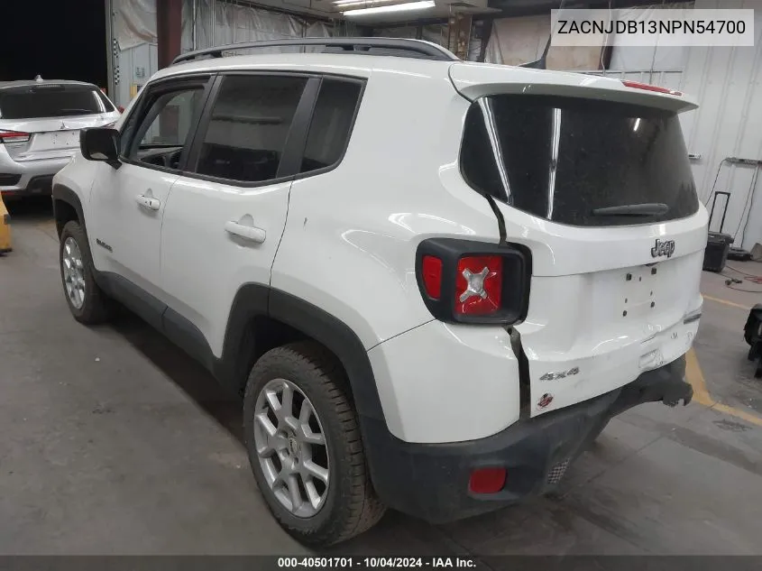 2022 Jeep Renegade Latitude 4X4 VIN: ZACNJDB13NPN54700 Lot: 40501701