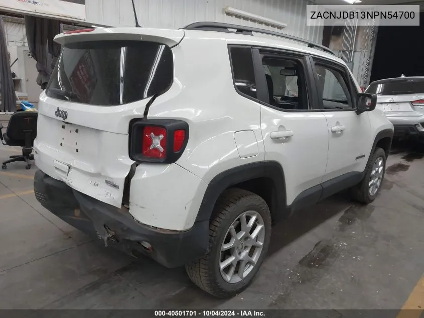 2022 Jeep Renegade Latitude 4X4 VIN: ZACNJDB13NPN54700 Lot: 40501701