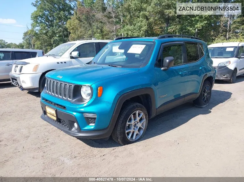 2022 Jeep Renegade Latitude 4X4 VIN: ZACNJDB10NPN93504 Lot: 40527478